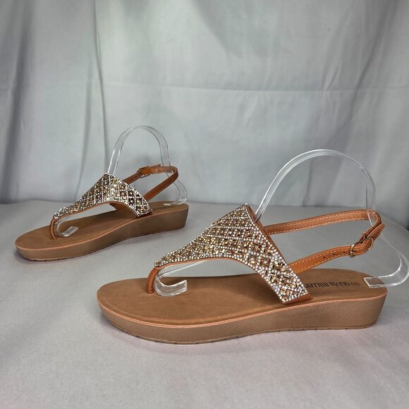 NWT Olivia Miller Women's Beach Dreams Sandals Cognac - Picture 1 of 7
